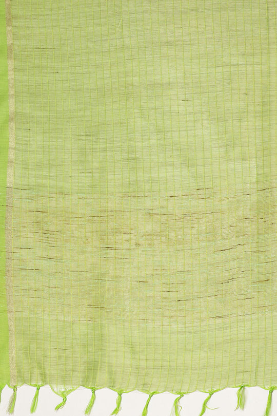 Buy Uma Green Woven Silk One Minute Saree Online - Back