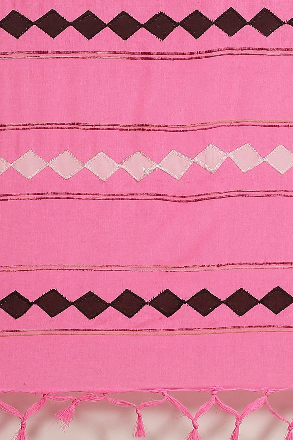 Buy Tia Pink Woven Cotton Blend One Minute Saree Online - Back