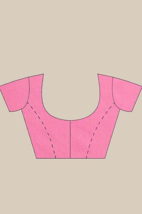 Buy Tia Pink Woven Cotton Blend One Minute Saree Online - Side