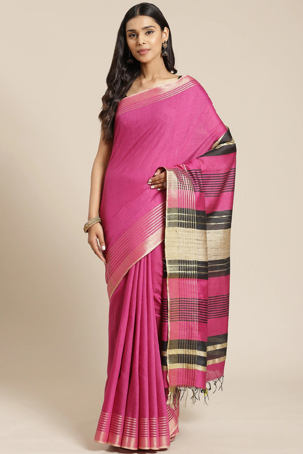 Buy Ana Multi-Color Woven Cotton Silk One Minute Saree Online - One Minute Saree