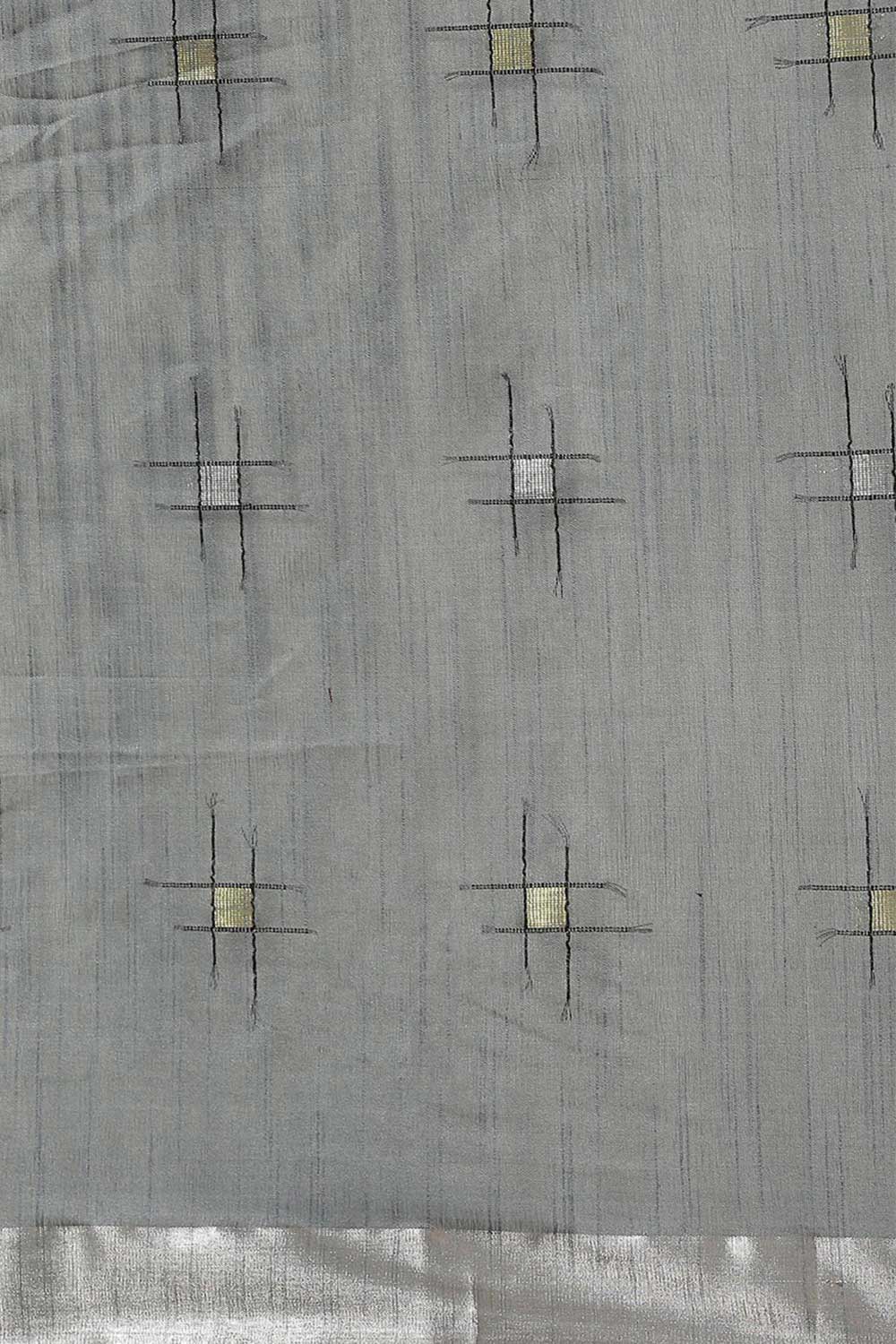 Buy Melanie Grey Zari Woven Silk Blend One Minute Saree Online