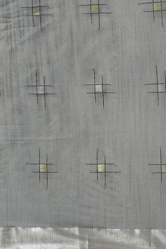 Buy Melanie Grey Zari Woven Silk Blend One Minute Saree Online