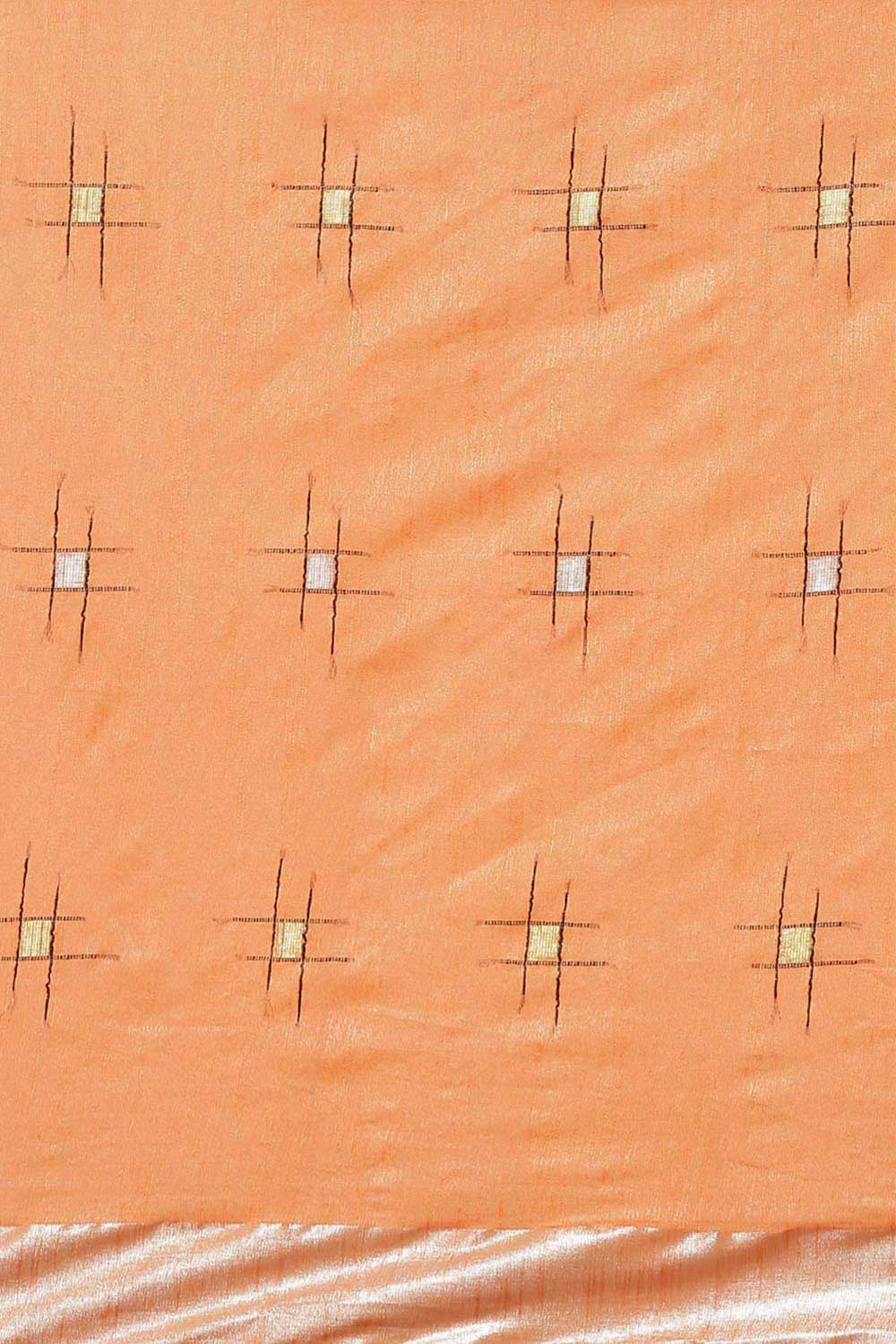 Buy Leticia Light Orange Zari Woven Silk Blend One Minute Saree Online