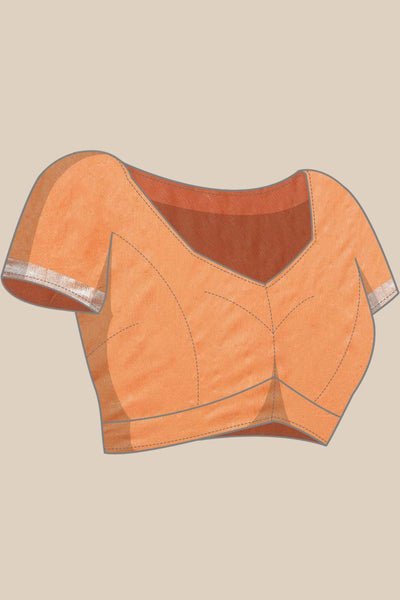 Buy Leticia Light Orange Zari Woven Silk Blend One Minute Saree Online - Front