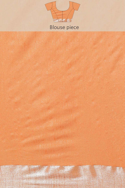 Buy Light Orange Zari Woven Silk Blend One Minute Saree Online - Zoom Out