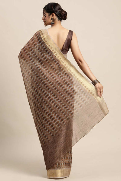 Shop Venus Cotton Blend Brown Digital Print One Minute Saree at best offer at our  Store - One Minute Saree