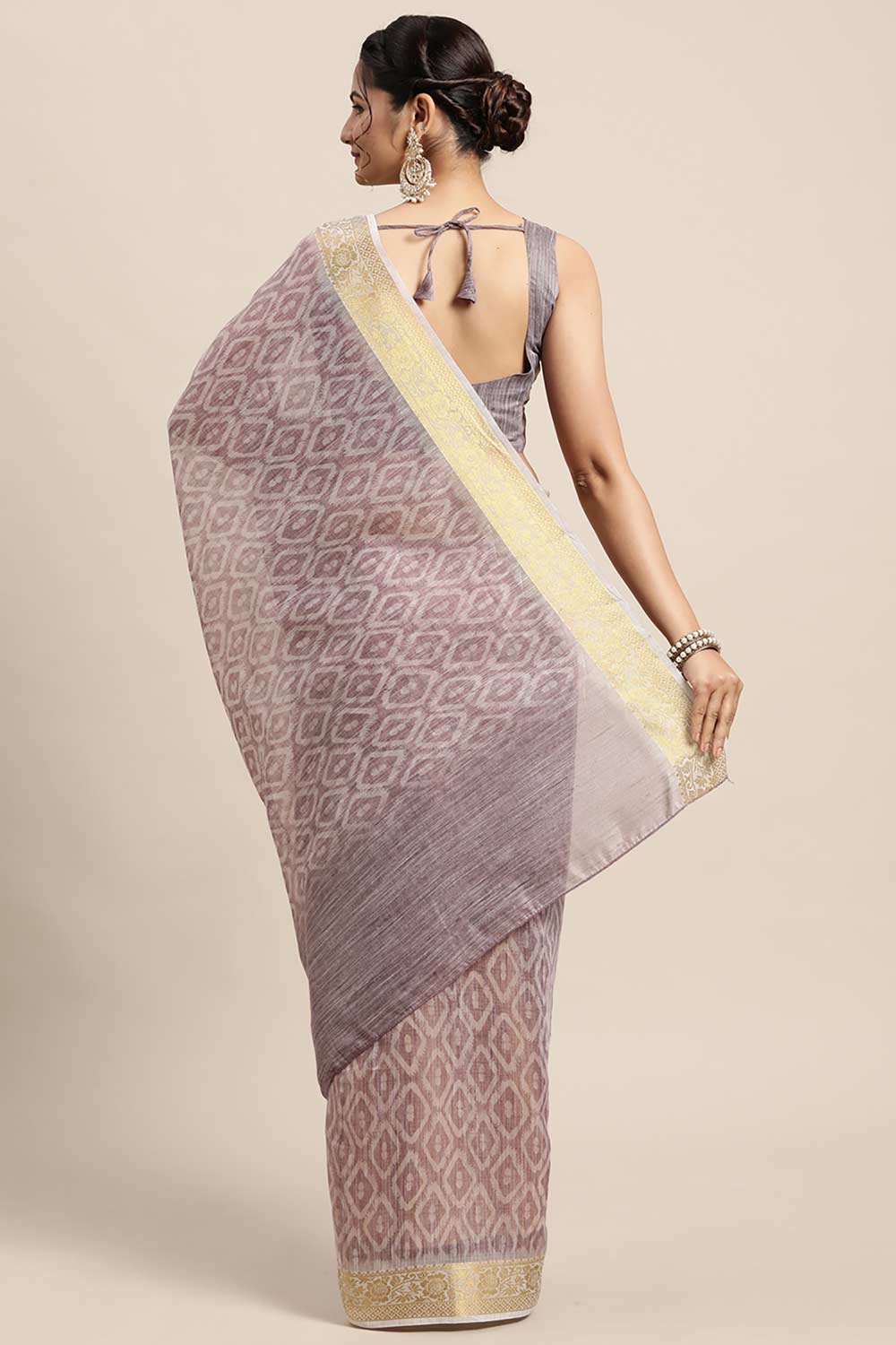 Shop Cora Cotton Blend Mauve Digital Print One Minute Saree at best offer at our  Store - One Minute Saree