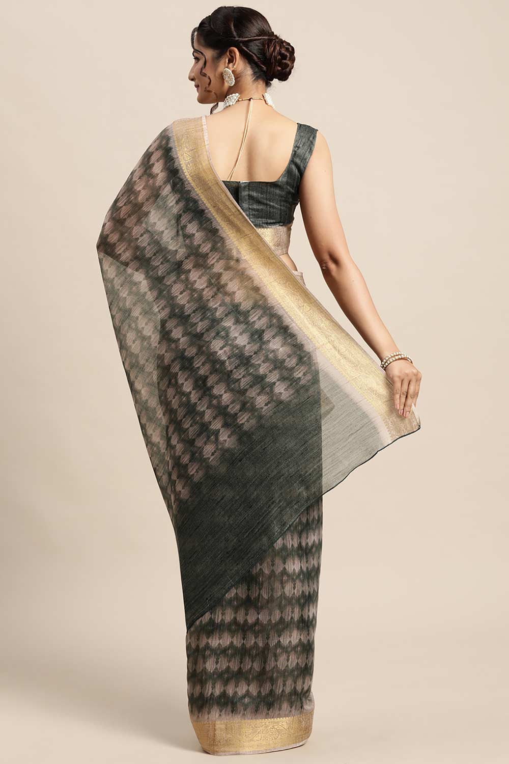 Shop Ivy Cotton Blend Green Digital Print One Minute Saree at best offer at our  Store - One Minute Saree