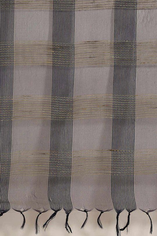 Buy Gina Navy Blue Woven Art Silk One Minute Saree Online - Back