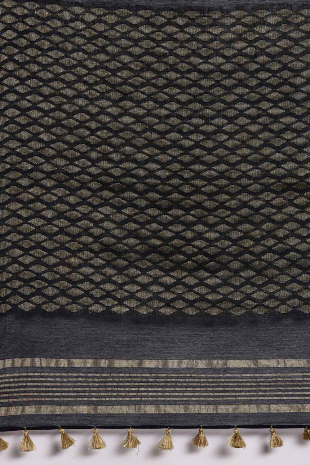 Buy Sriya Navy Blue Zari Woven Silk Blend One Minute Saree Online - Back