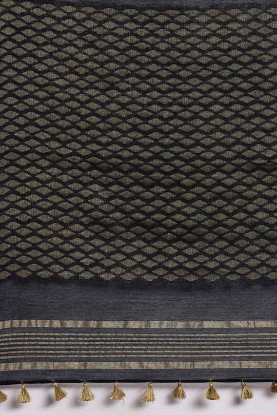 Buy Sriya Navy Blue Zari Woven Silk Blend One Minute Saree Online - Back