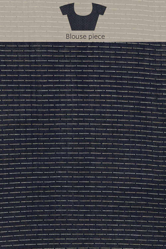 Buy Sriya Navy Blue Zari Woven Silk Blend One Minute Saree Online - Side