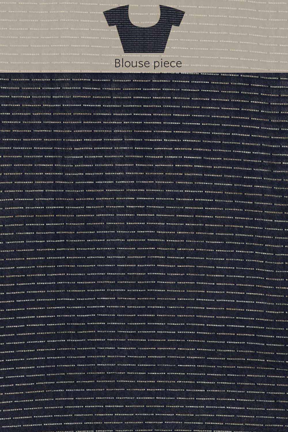 Buy Sriya Navy Blue Zari Woven Silk Blend One Minute Saree Online - Side
