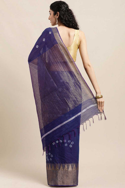 Shop Tresa Navy Blue Zari Woven Blended Silk One Minute Saree at best offer at our  Store - One Minute Saree