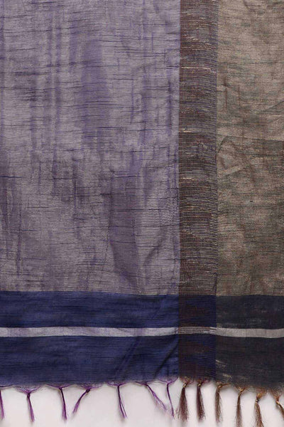Buy Tresa Navy Blue Zari Woven Blended Silk One Minute Saree Online - Back