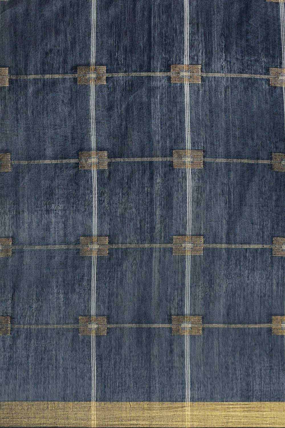 Buy Trupti Navy Blue Zari Woven Blended Silk One Minute Saree Online