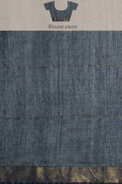 Buy Trupti Navy Blue Zari Woven Blended Silk One Minute Saree Online - Side