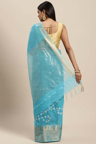 Shop Brielle Blue Silk Blend Bandhani One Minute Saree at best offer at our  Store - One Minute Saree