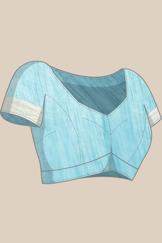 Buy Brielle Blue Silk Blend Bandhani One Minute Saree Online - Front