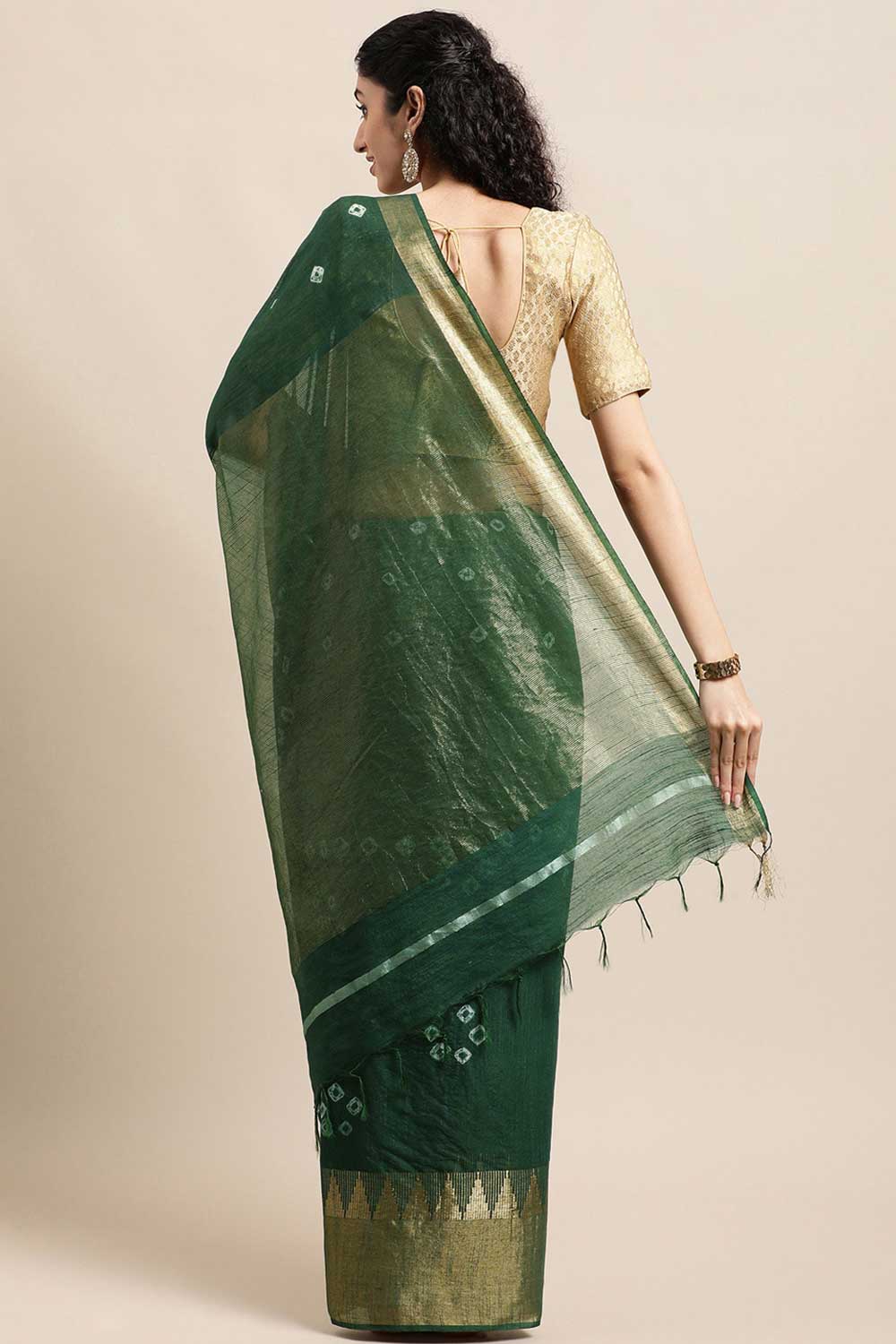 Shop Jesse Green Zari Woven Blended Silk One Minute Saree at best offer at our  Store - One Minute Saree