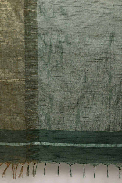 Buy Jesse Green Zari Woven Blended Silk One Minute Saree Online - Back