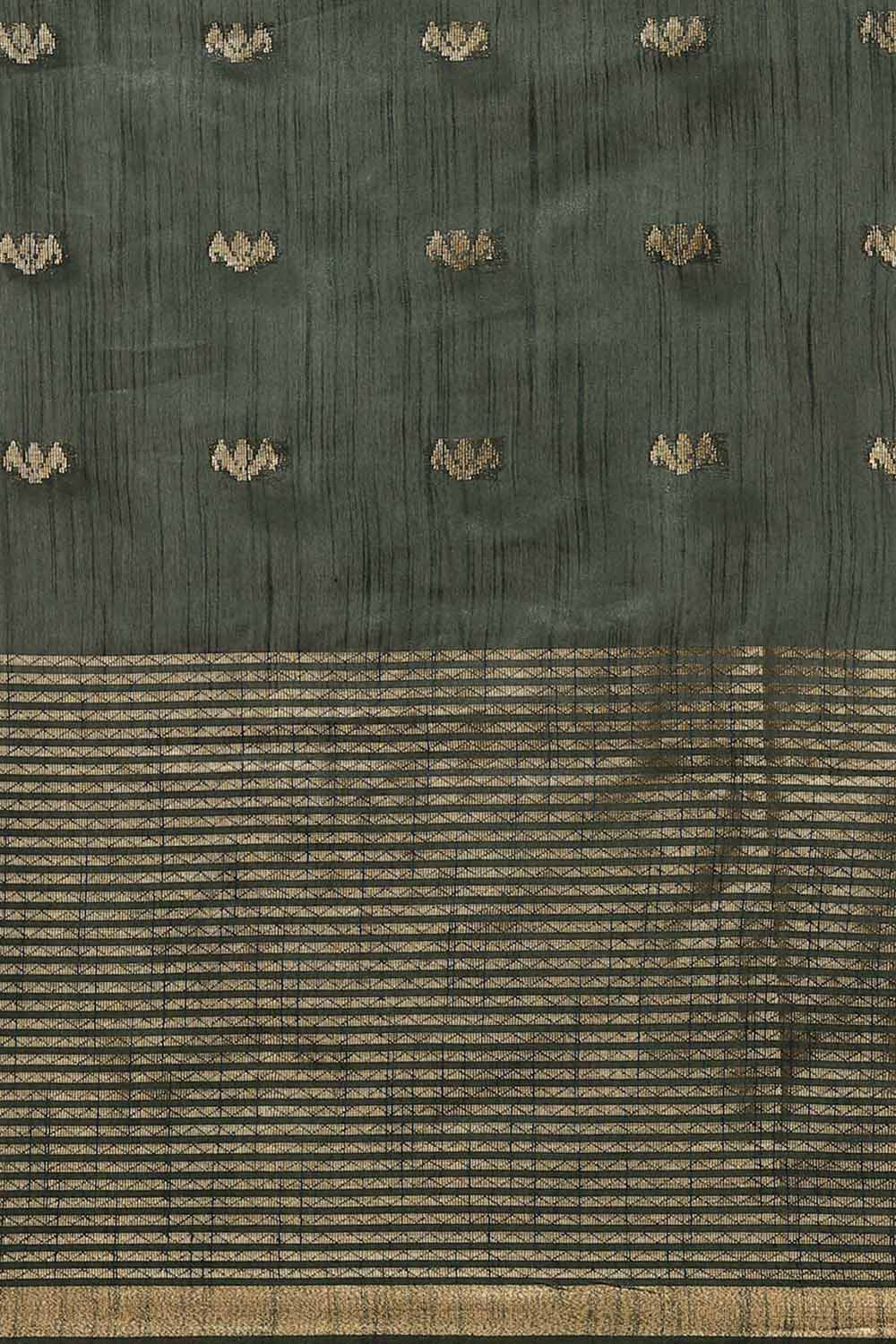 Buy Rani Green Zari Woven Blended Silk One Minute Saree Online