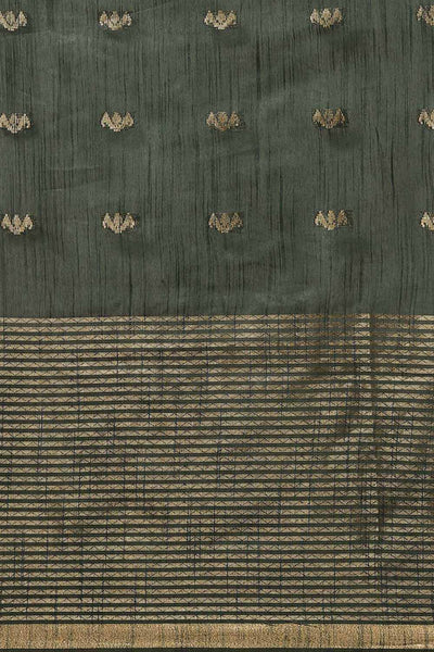 Buy Rani Green Zari Woven Blended Silk One Minute Saree Online