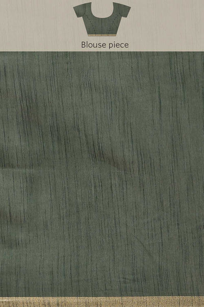 Buy Rani Green Zari Woven Blended Silk One Minute Saree Online - Side