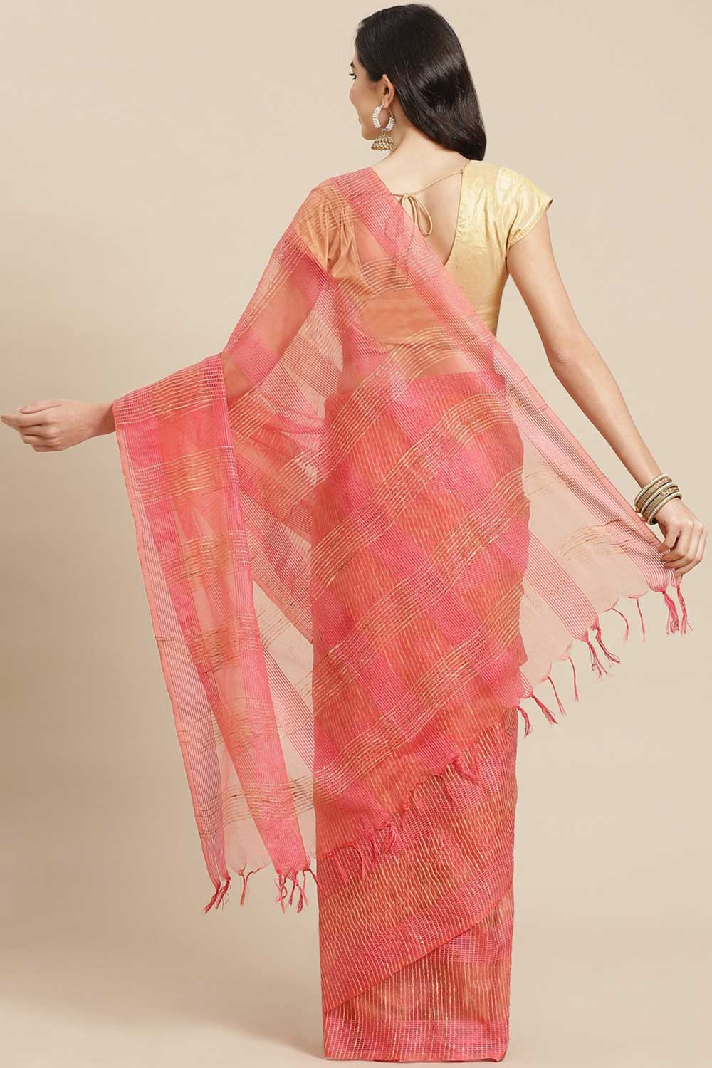 Shop Anya Peach Woven Art Silk One Minute Saree at best offer at our  Store - One Minute Saree