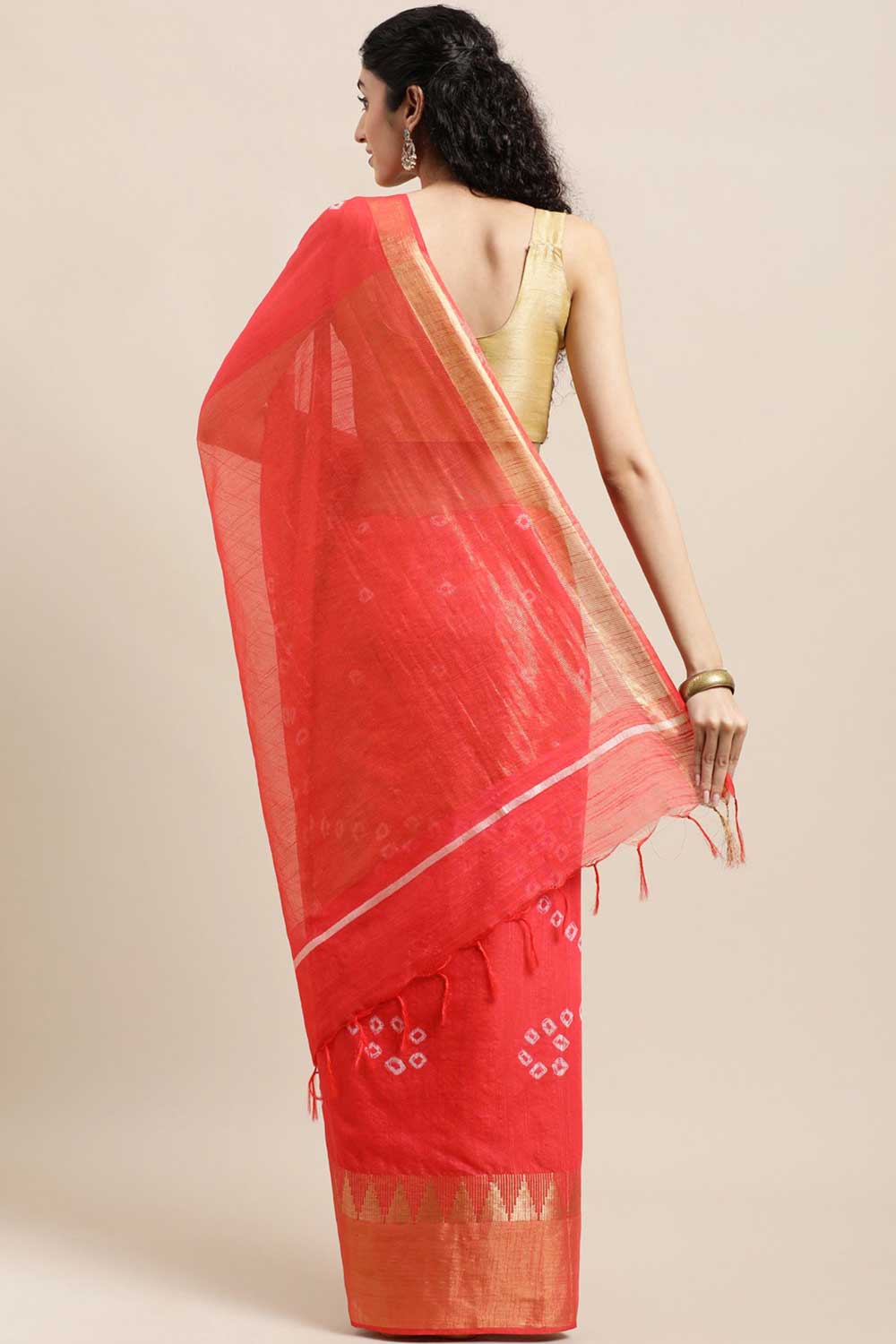 Shop Paula Red Zari Woven Blended Silk One Minute Saree at best offer at our  Store - One Minute Saree