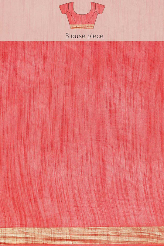 Buy Paula Red Zari Woven Blended Silk One Minute Saree Online - Side