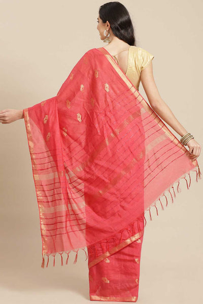 Shop Zia Peach Zari Woven Blended Silk One Minute Saree at best offer at our  Store - One Minute Saree