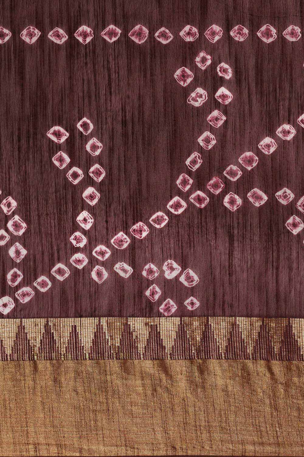 Buy Niti Dark Brown Zari Woven Blended Silk One Minute Saree Online