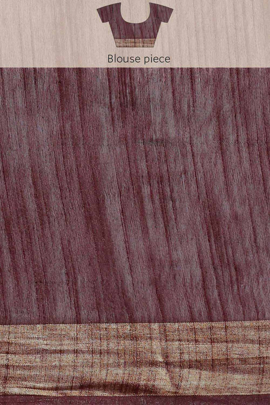 Buy Niti Dark Brown Zari Woven Blended Silk One Minute Saree Online - Side