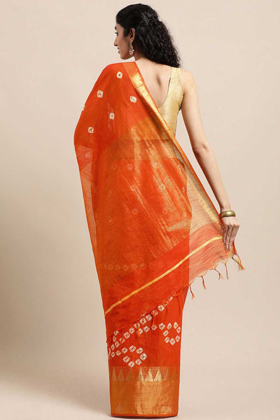Shop Aisha Orange Zari Woven Blended Silk One Minute Saree at best offer at our  Store - One Minute Saree