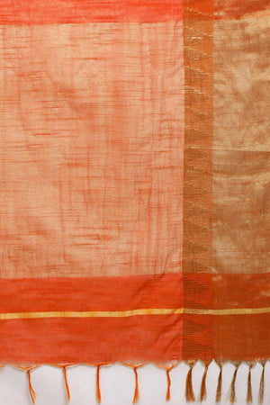 Buy Aisha Orange Zari Woven Blended Silk One Minute Saree Online - Back
