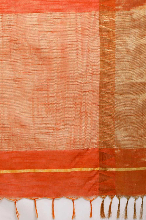 Buy Aisha Orange Zari Woven Blended Silk One Minute Saree Online - Back