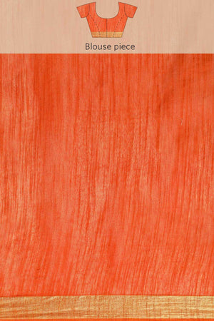 Buy Aisha Orange Zari Woven Blended Silk One Minute Saree Online - Side