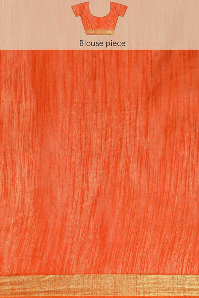 Buy Aisha Orange Zari Woven Blended Silk One Minute Saree Online - Side