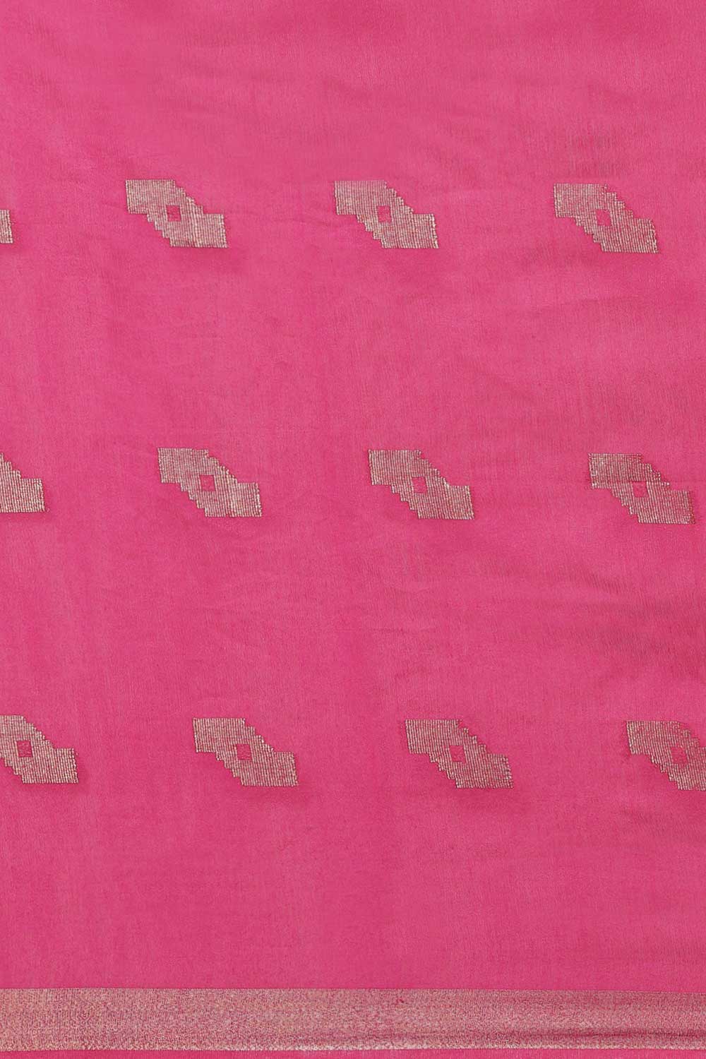 Buy Persa Pink Zari Woven Blended Silk One Minute Saree Online