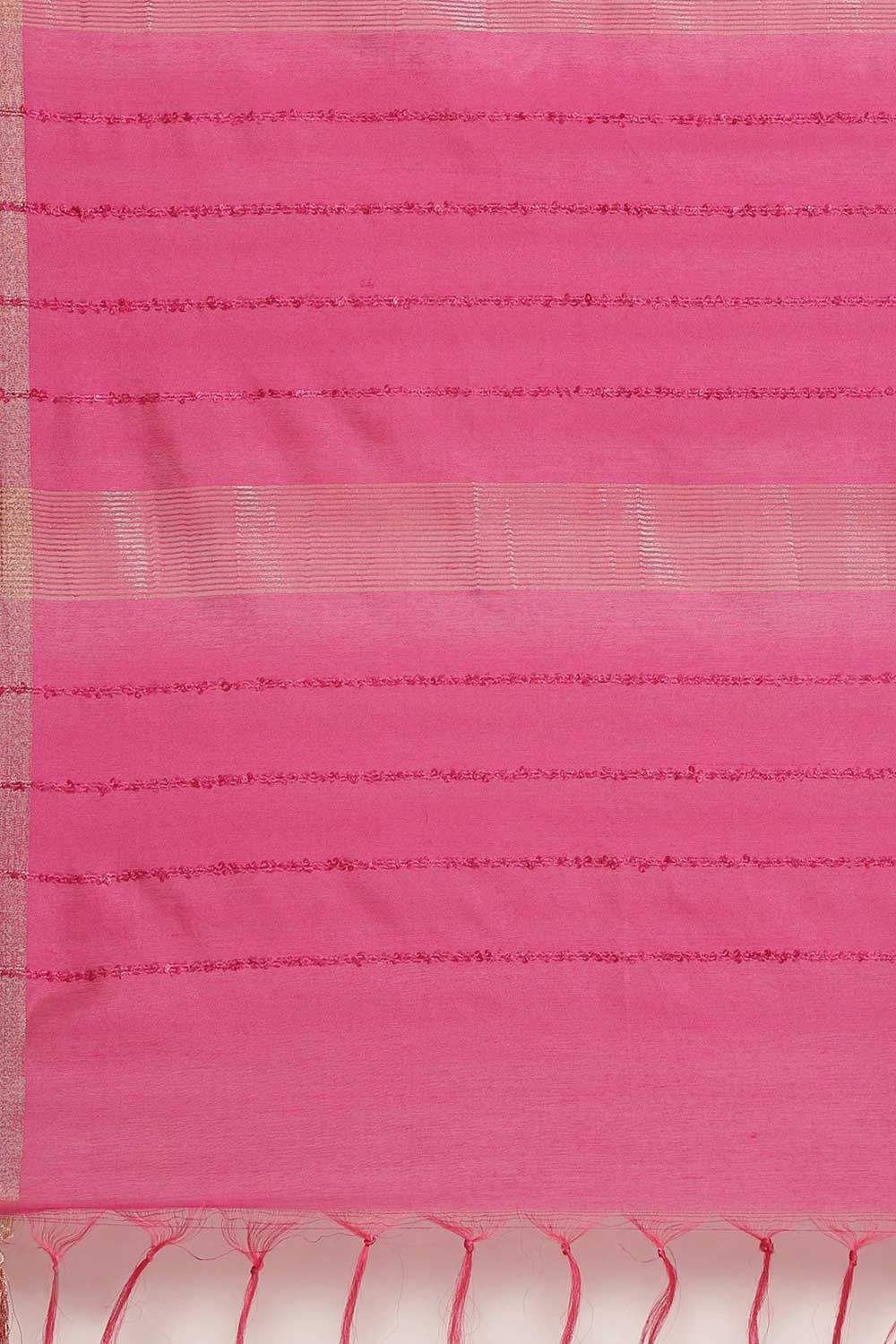 Buy Persa Pink Zari Woven Blended Silk One Minute Saree Online - Back