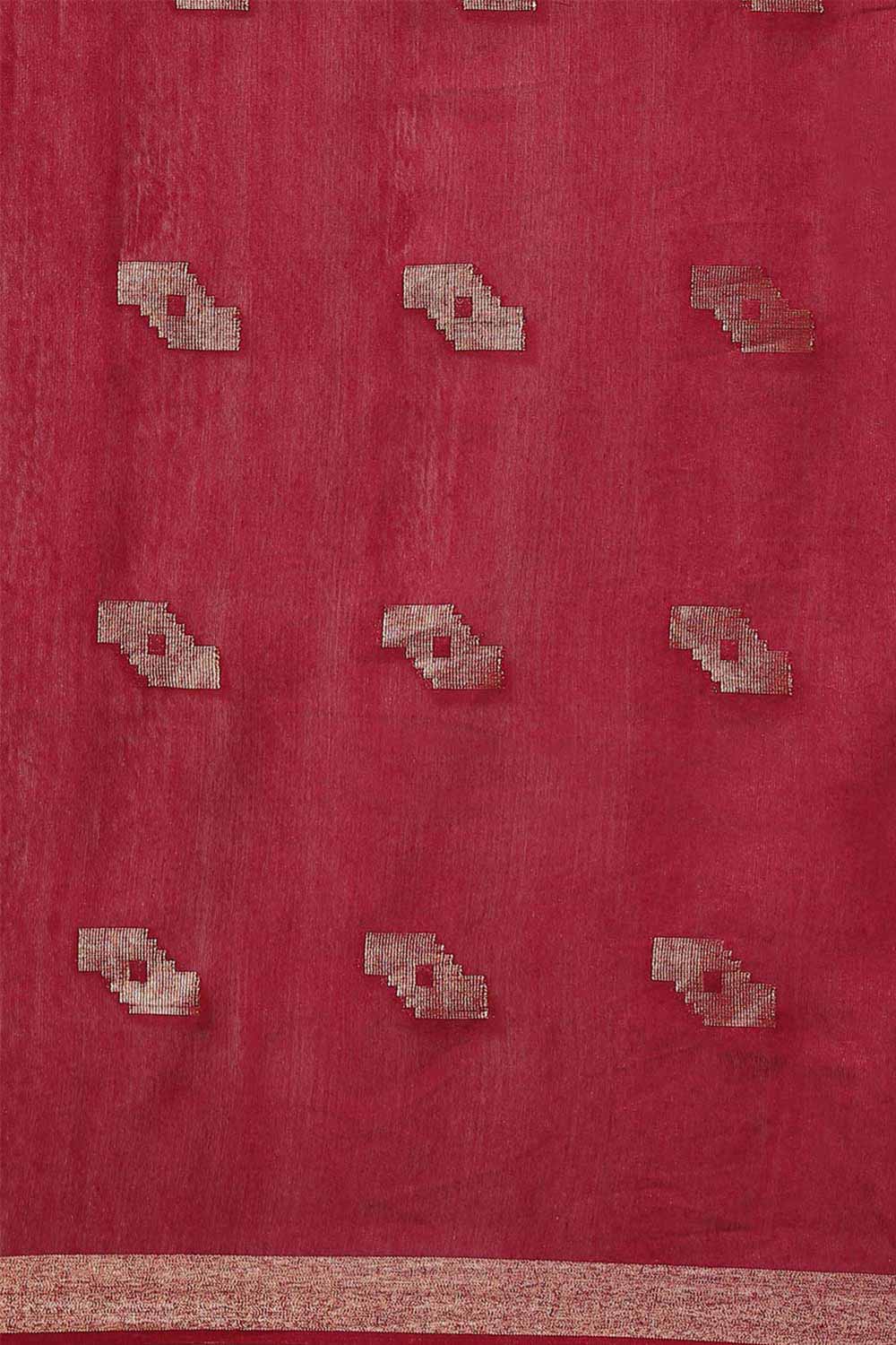 Buy Billie Burgundy Zari Woven Blended Silk One Minute Saree Online