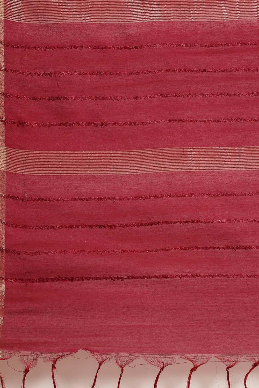 Buy Billie Burgundy Zari Woven Blended Silk One Minute Saree Online - Back