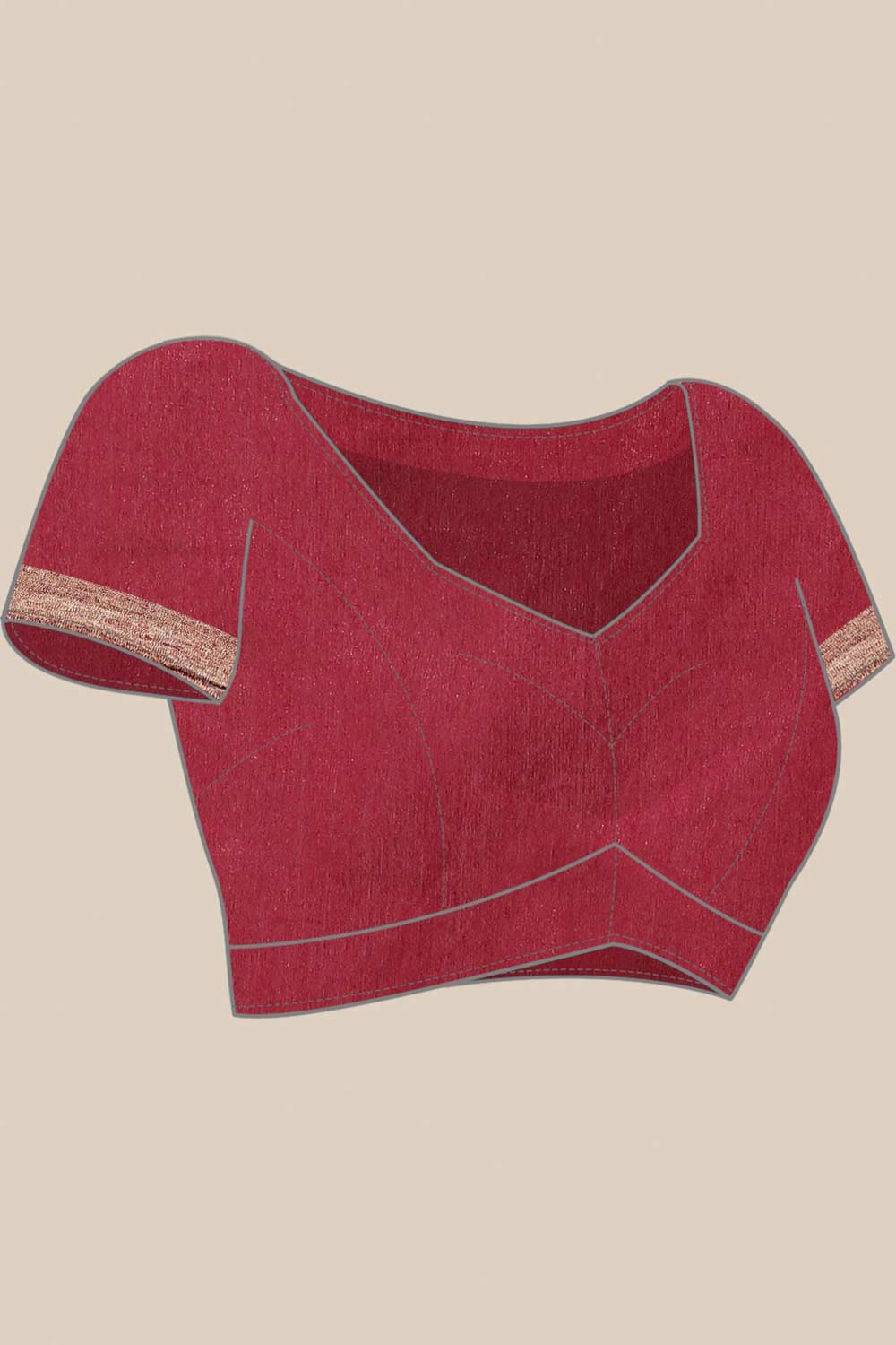 Buy Billie Burgundy Zari Woven Blended Silk One Minute Saree Online - Front