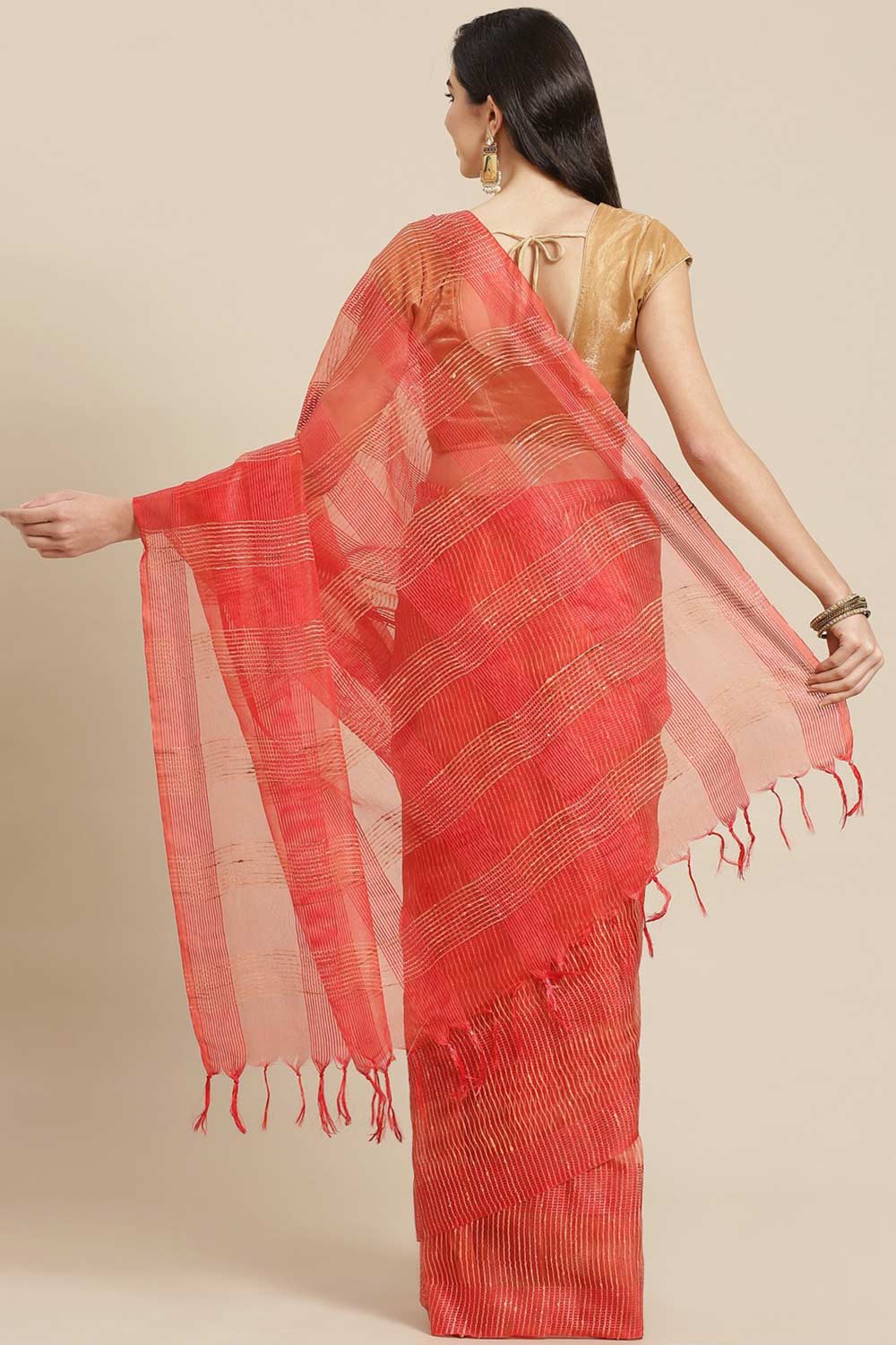 Shop Hillary Red Woven Art Silk One Minute Saree at best offer at our  Store - One Minute Saree