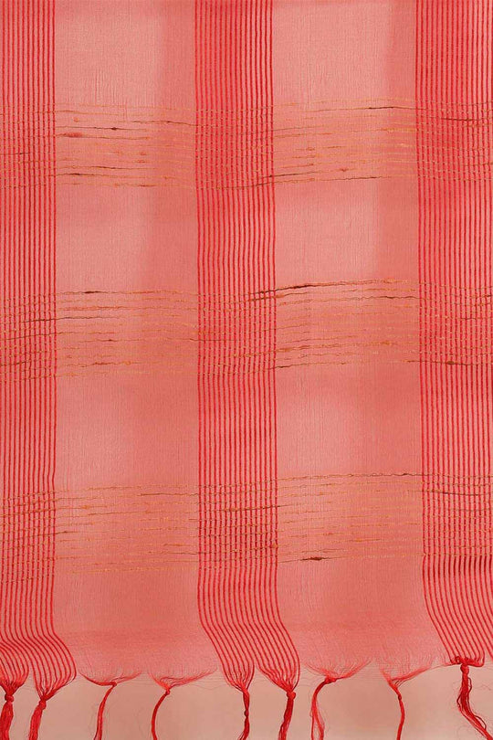 Buy Hillary Red Woven Art Silk One Minute Saree Online - Back