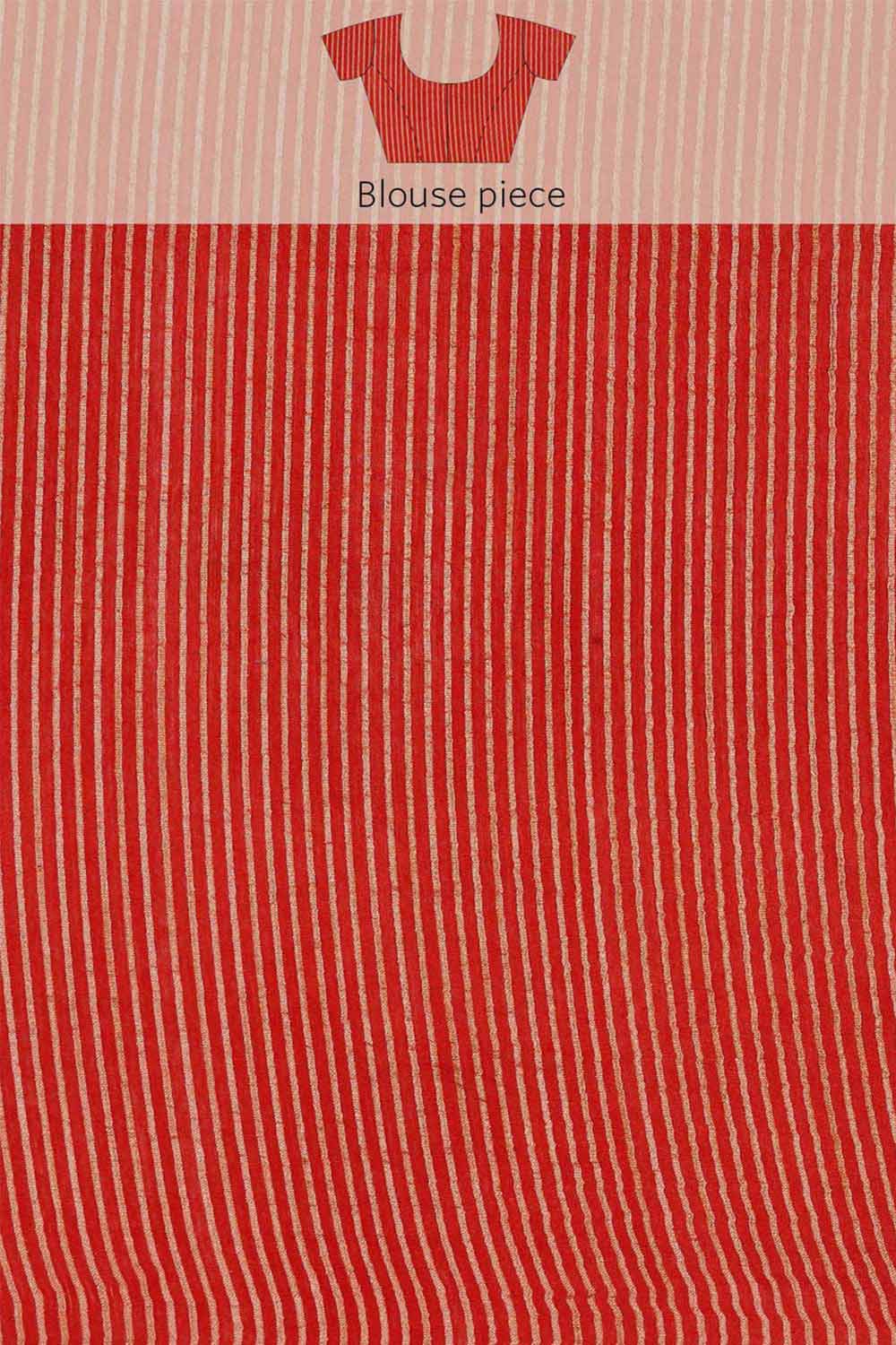 Buy Mindy Red Zari Woven Silk Blend One Minute Saree Online - Side