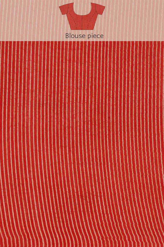 Buy Mindy Red Zari Woven Silk Blend One Minute Saree Online - Side