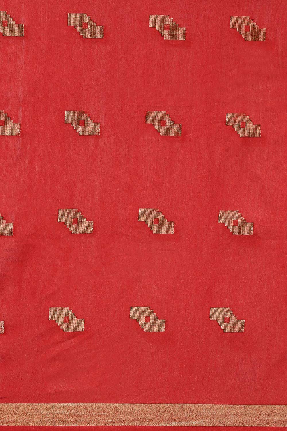 Buy Sheba Red Zari Woven Blended Silk One Minute Saree Online