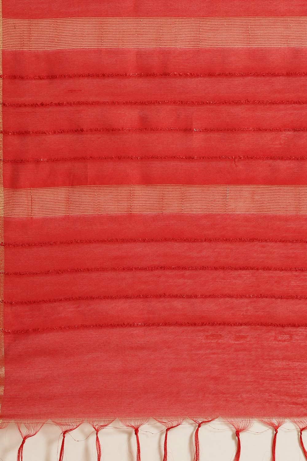 Buy Sheba Red Zari Woven Blended Silk One Minute Saree Online - Back